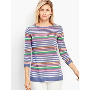 Talbots Petunia Stripe Linen Crewneck Sweater Women's XL